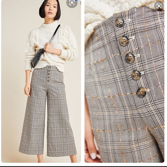 NWT Anthropologie Roma plaid chenille trousers - Picture 4 of 8